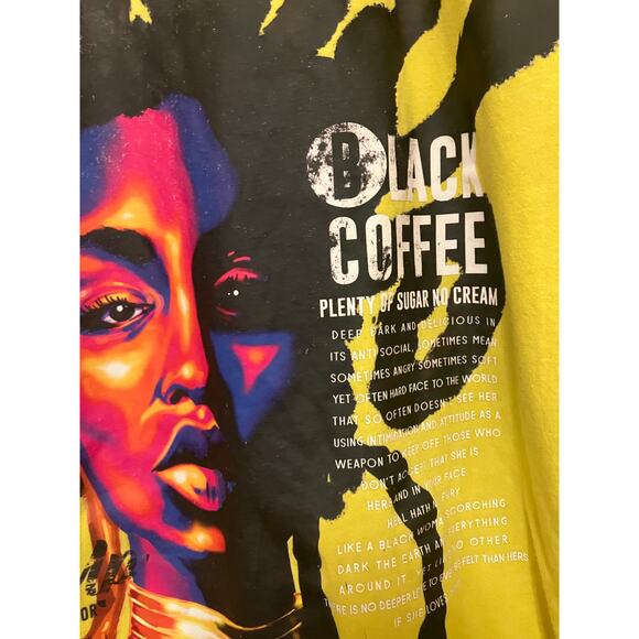 Hustle Gang Shirt Men's Large Black Coffee Woman Streetwear Hip-Hop Yellow Short - Picture 2 of 7